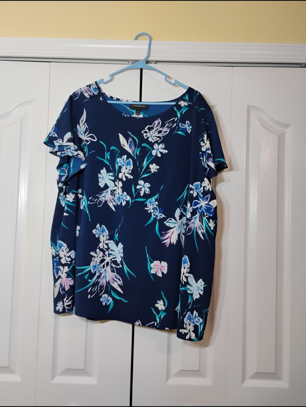 A New Day Navy Floral Short-Sleeve Blouse